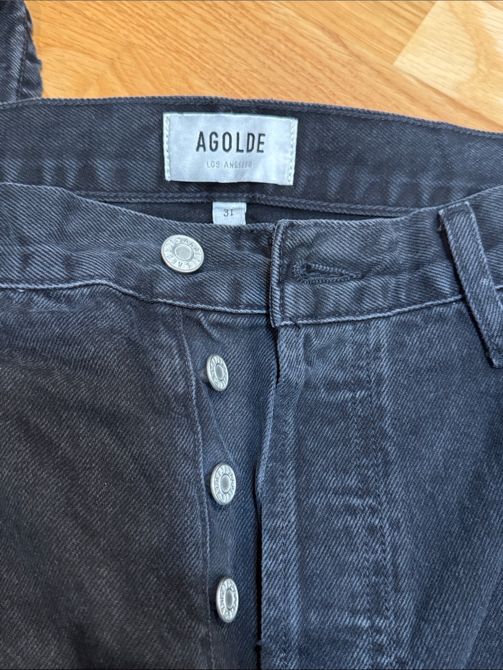 Agolde 90’s Crop Black High-Rise Button-Fly Jeans